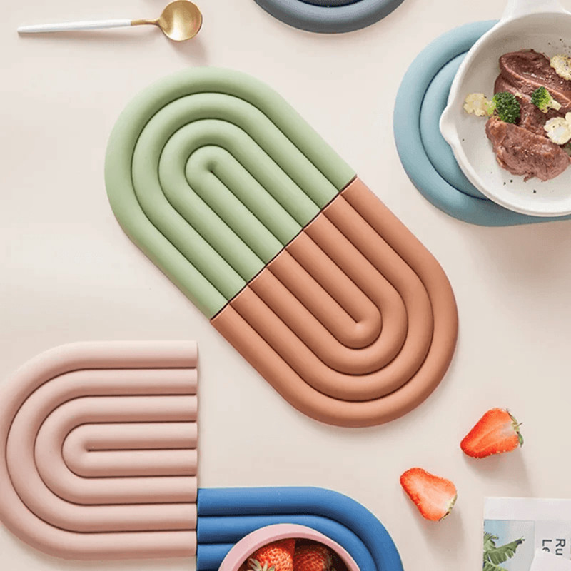Rainbow Silicone Heat Resistant Mat For Kitchen Use As Trivet Coaster Or Pot Holder 0