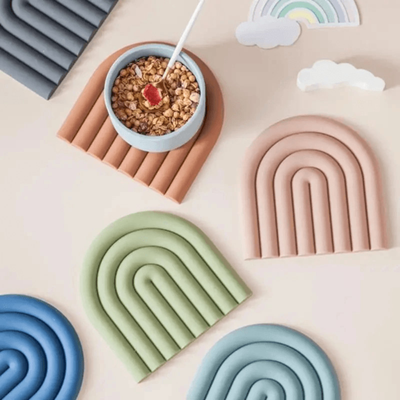Rainbow Silicone Heat Resistant Mat For Kitchen Use As Trivet Coaster Or Pot Holder 1