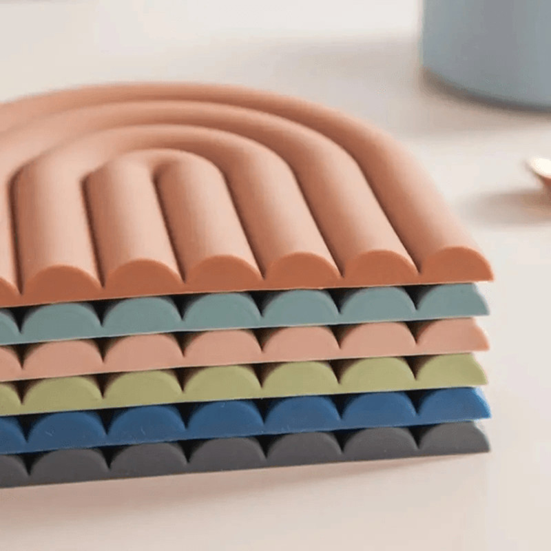 Rainbow Silicone Heat Resistant Mat For Kitchen Use As Trivet Coaster Or Pot Holder 2