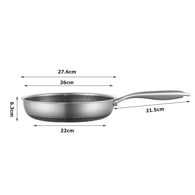 Honeycomb Stainless Steel Nonstick Frying Pan With Lid For Induction And Gas Cooktops 5