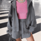 Cotton Oversized Pink Shorts Set For Women Two Piece Summer Lounge Outfit 0