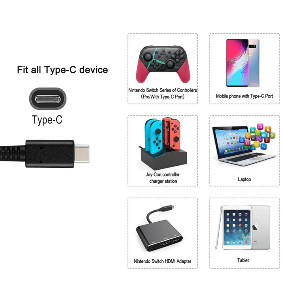 Fast Charger For Nintendo Switch And Switch Lite Portable AC Power Adapter 3