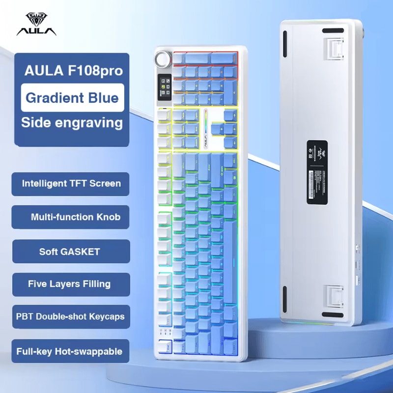 Aula F108 PRO Wireless Mechanical Gaming Keyboard With RGB Backlight And Gasket Mount 2
