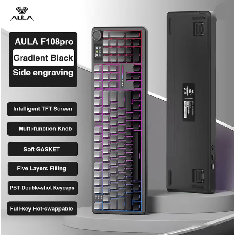 Aula F108 PRO Wireless Mechanical Gaming Keyboard With RGB Backlight And Gasket Mount 3
