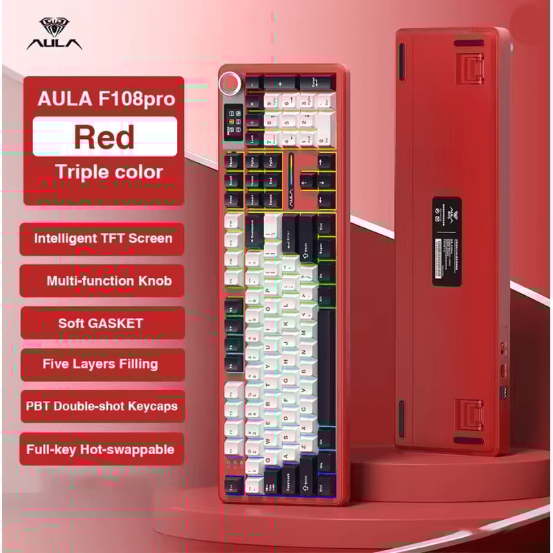 Aula F108 PRO Wireless Mechanical Gaming Keyboard With RGB Backlight And Gasket Mount 6