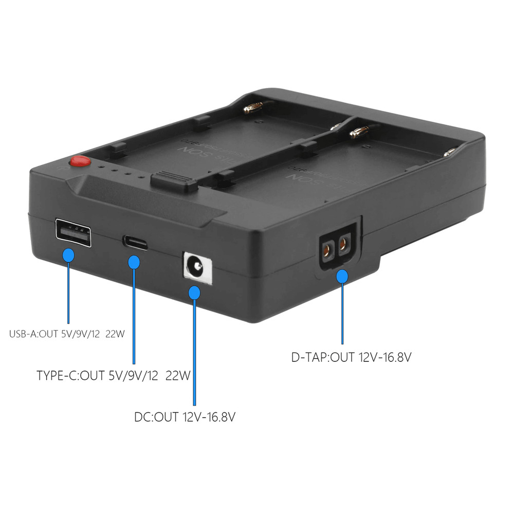 Probty Dual NPF970 To V Mount Converter Plate With D Tap 2