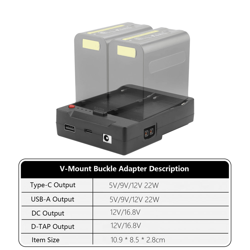 Probty Dual NPF970 To V Mount Converter Plate With D Tap 4