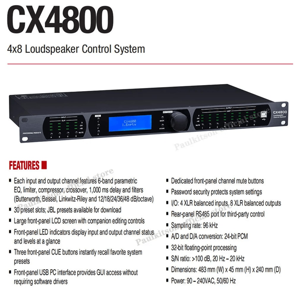 Paulkitson CX4800 Professional Audio Processor 4 In 8 Out 1