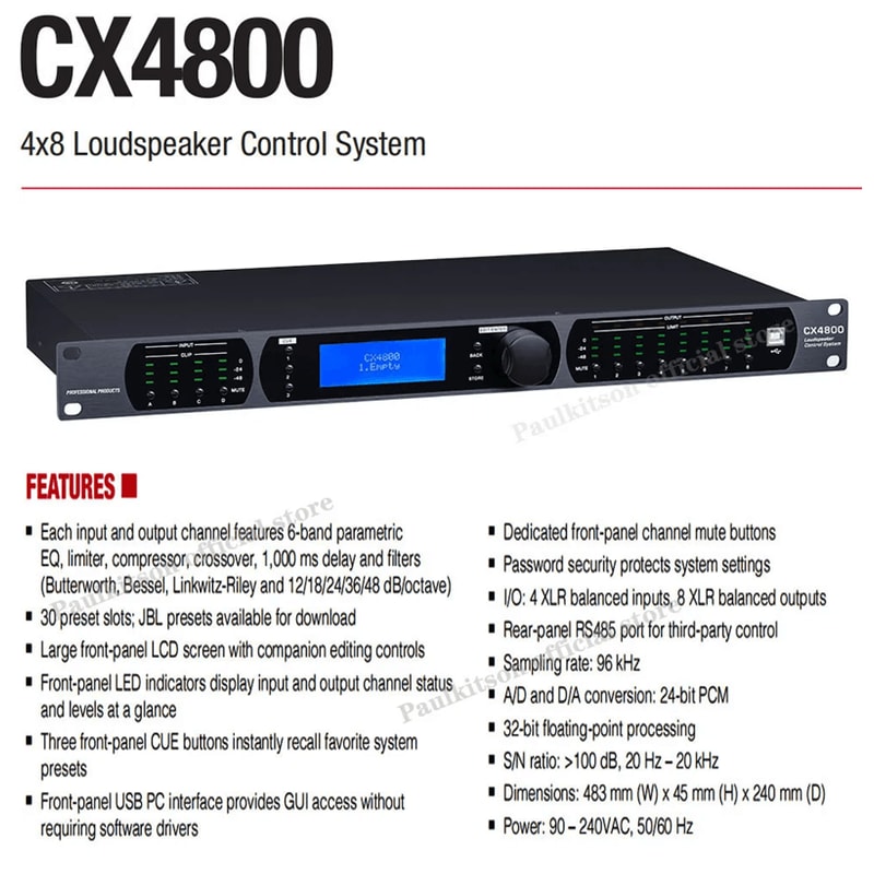 Paulkitson CX4800 Professional Audio Processor 4 In 8 Out 1