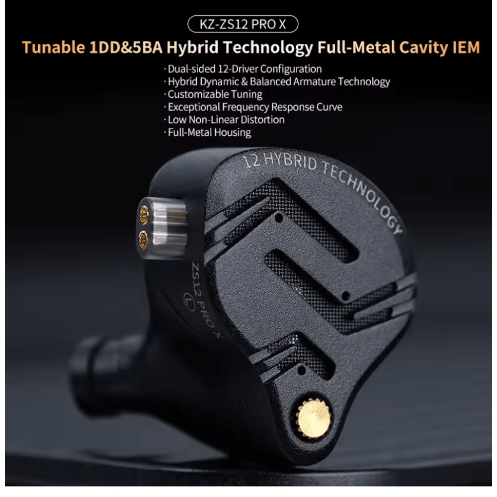 Lenovo KZ ZS12 Pro X Hybrid IEM Tunable 1DD 5BA Metal Earphones 0