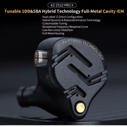 lenovo kz zs12 pro x hybrid iem – tunable 1dd 5ba metal earphones
