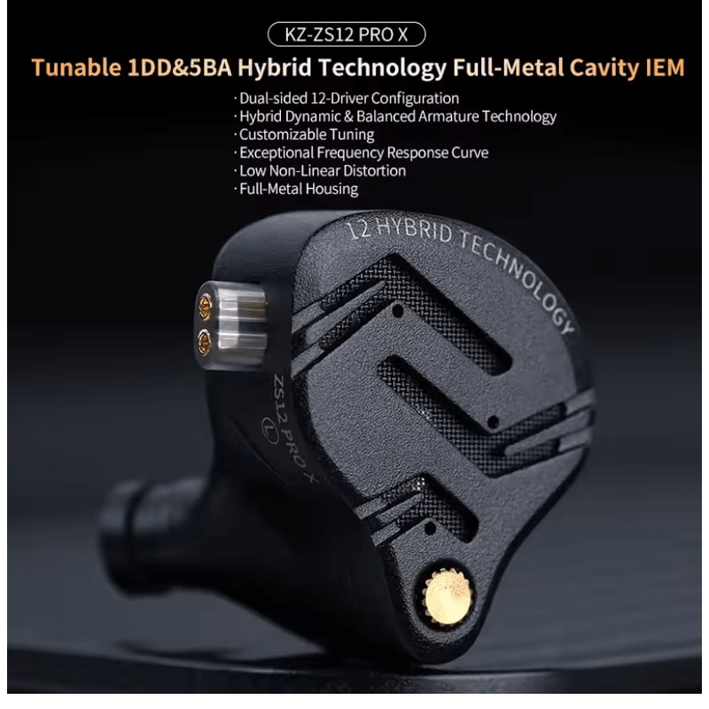 Lenovo KZ ZS12 Pro X Hybrid IEM Tunable 1DD 5BA Metal Earphones 0