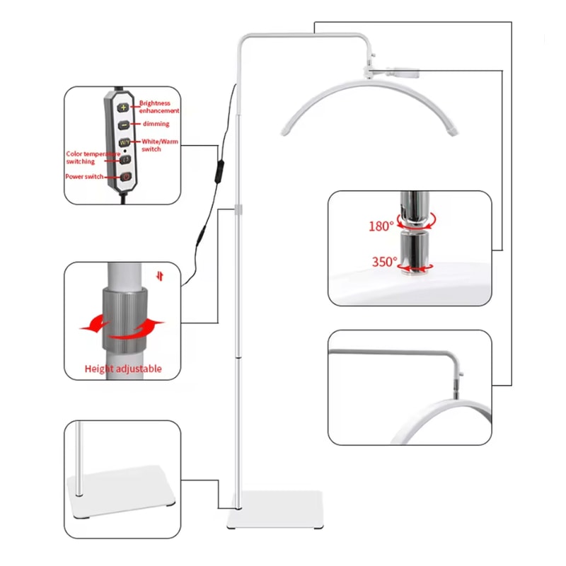 Andoer HD M6X Pro Half Moon Fill Light Floor Lamp 36W Dimmable 2