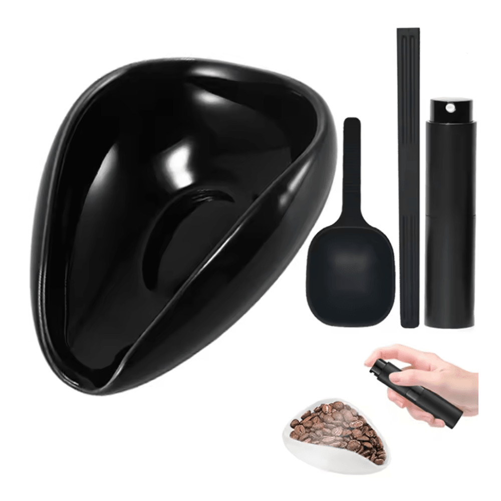 FLYMUYU Precision Coffee Dosing Cup And Ceramic Tray Set With Static Reduction Spray 0