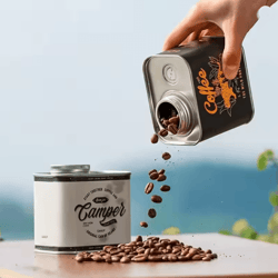 campbrew food grade coffee bean storage canister – airtight tin for outdoor freshness