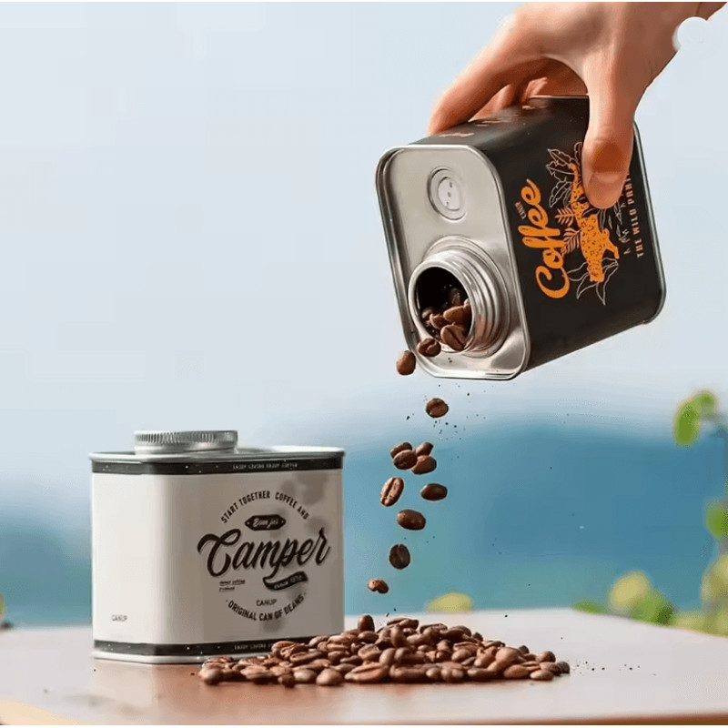 CampBrew Food Grade Coffee Bean Storage Canister  Airtight Tin For Outdoor Freshness 0