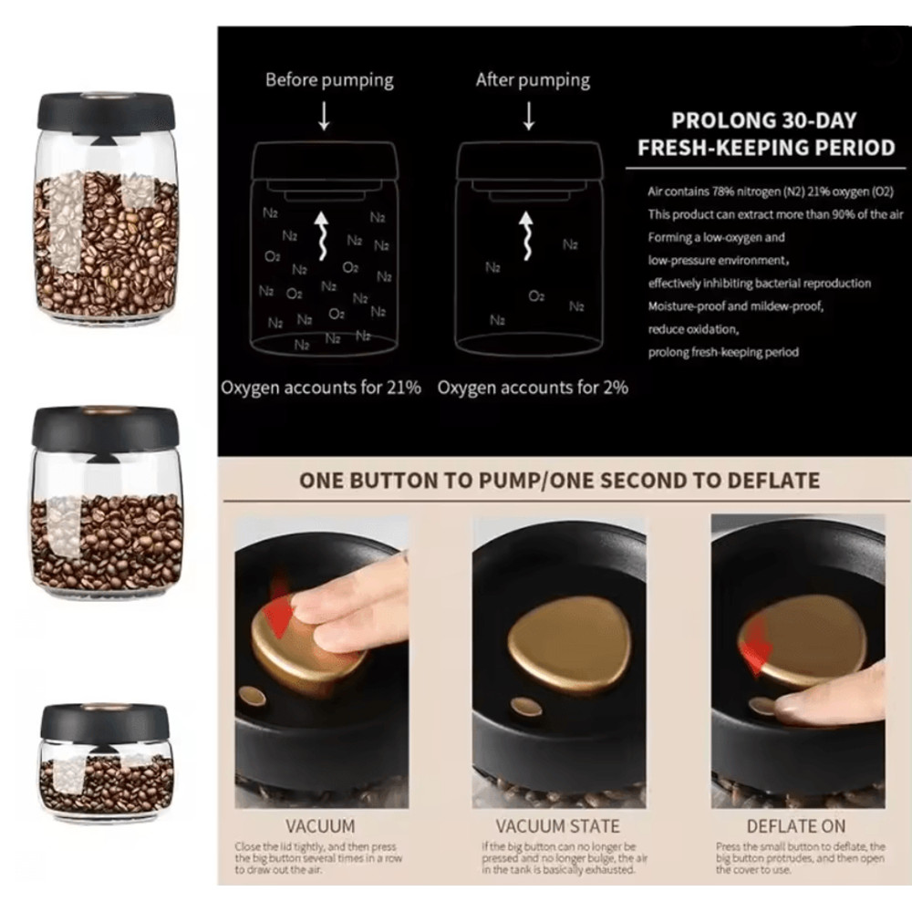 CampFresh Vacuum Sealed Glass Coffee Storage Jar 1