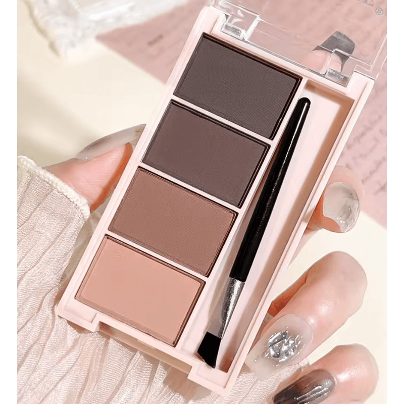 BrowCraft 4Color Matte Eyebrow Powder Palette With Dual Brushes 2