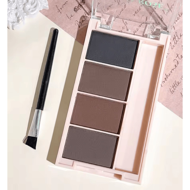 BrowCraft 4Color Matte Eyebrow Powder Palette With Dual Brushes 3