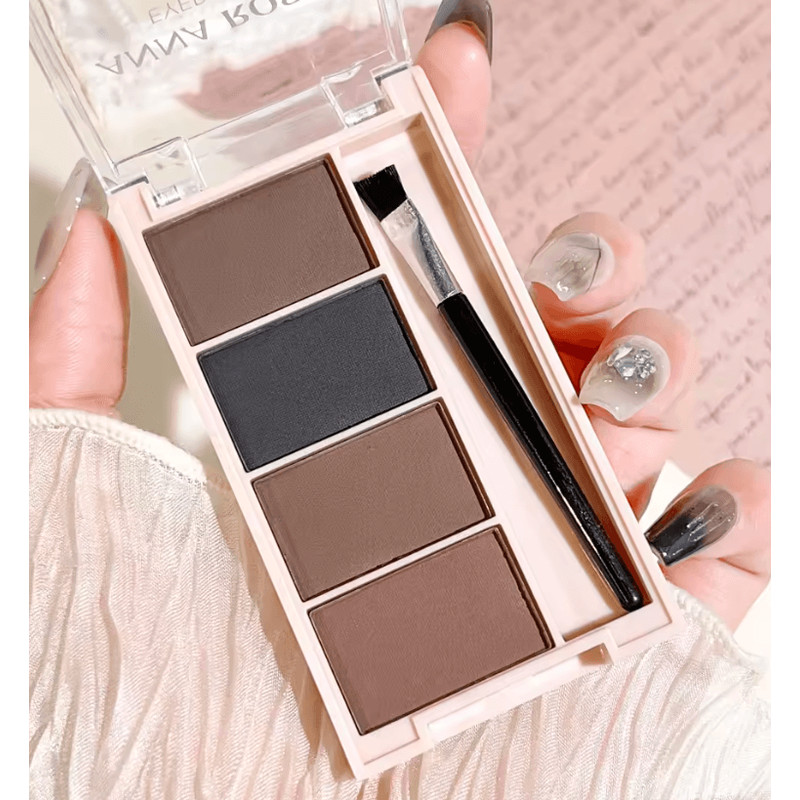 BrowCraft 4Color Matte Eyebrow Powder Palette With Dual Brushes 4