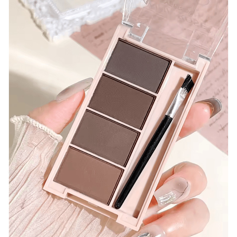 BrowCraft 4Color Matte Eyebrow Powder Palette With Dual Brushes 5