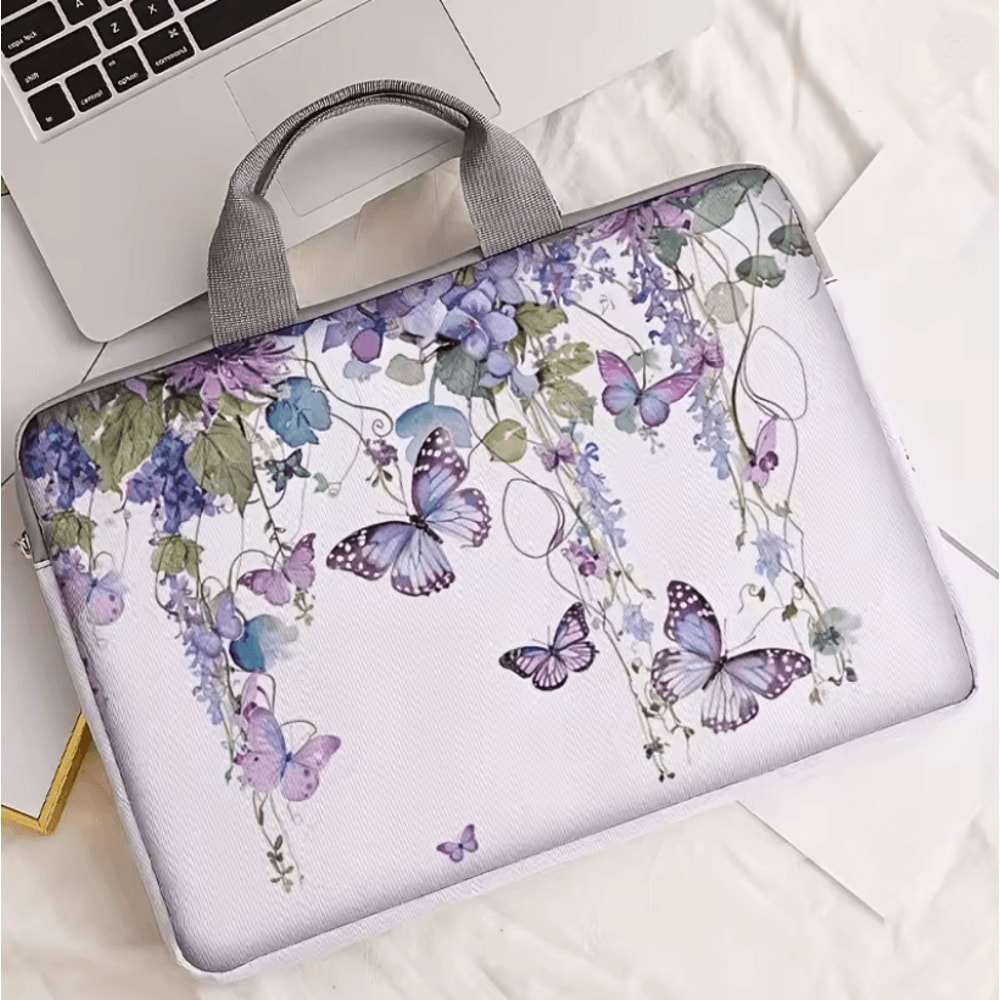 Purple Butterfly Laptop Bag And Briefcase Set For 14 Inch Laptops 4