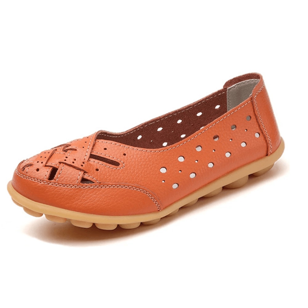 SoftStep Genuine Leather Hollow SlipOn Ballet Flats 2