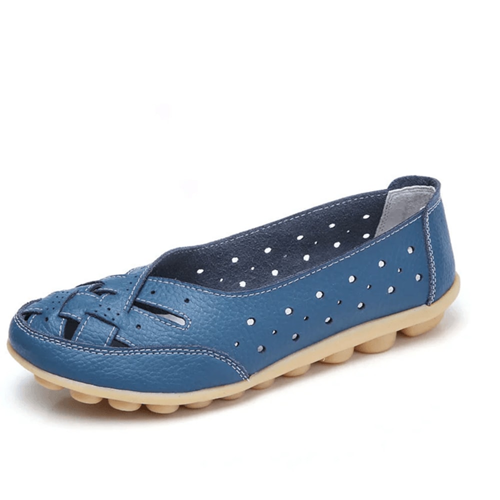 SoftStep Genuine Leather Hollow SlipOn Ballet Flats 4