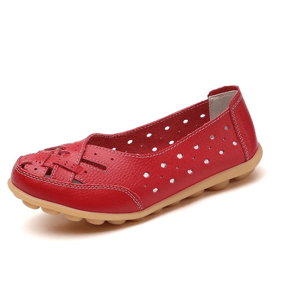 SoftStep Genuine Leather Hollow SlipOn Ballet Flats 5