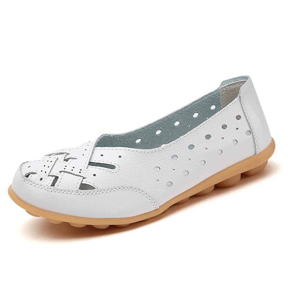 SoftStep Genuine Leather Hollow SlipOn Ballet Flats 6