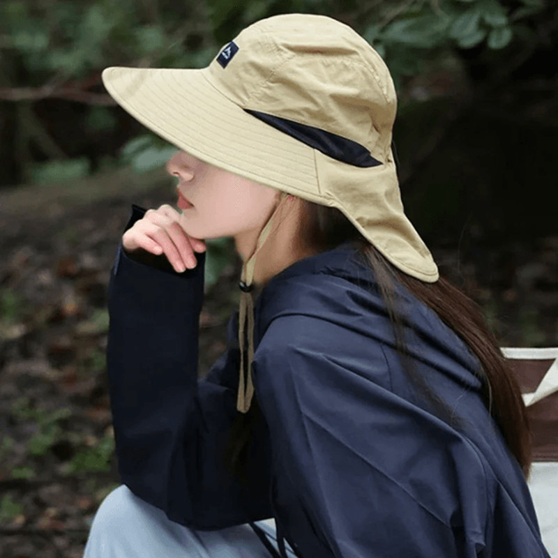 BreezeShield Wide Brim Waterproof Sun Hat With Neck Flap 0