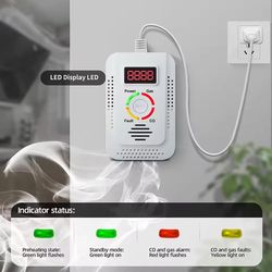 2 in 1 natural gas and carbon monoxide detector for home safety with leak detection alarm