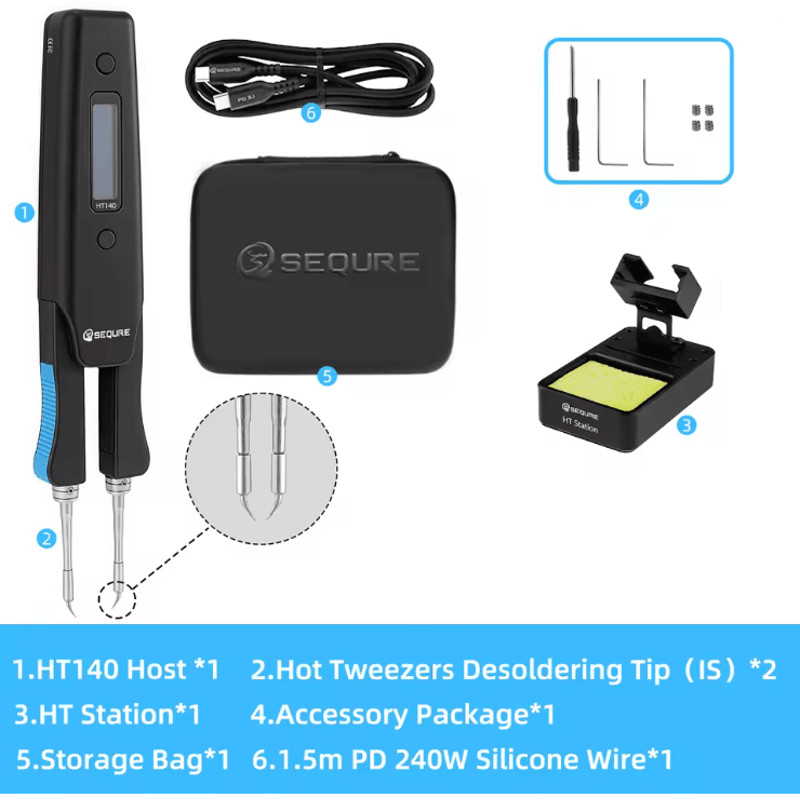 SEQURE HT140 2 In 1 Portable Hot Tweezers And Soldering Iron 2