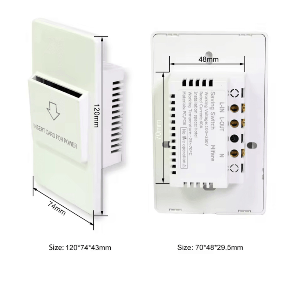 EcoCard Smart Hotel Power Saver Switch 125 KHz 1356 MHz Card Activated 1