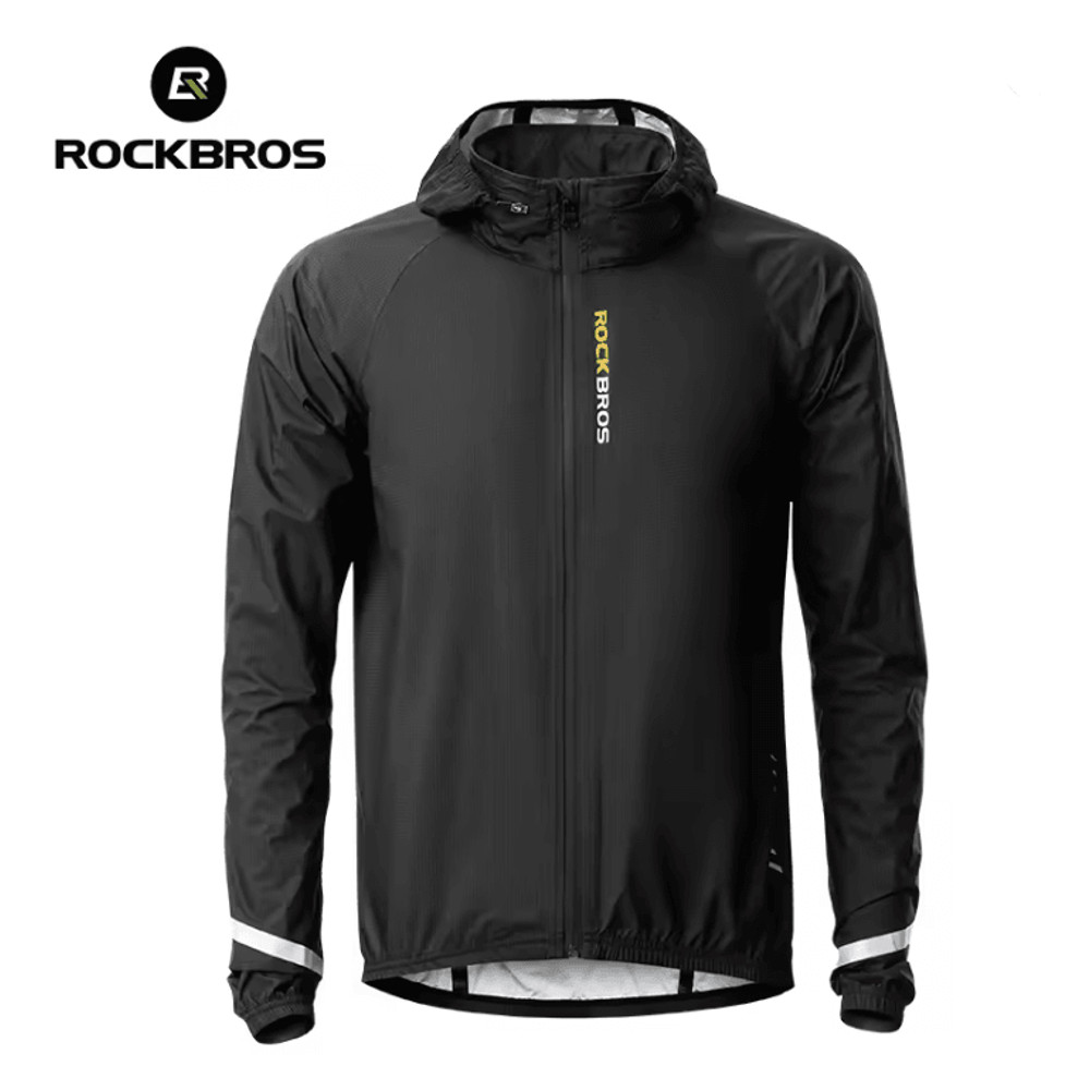 ROCKBROS Lightweight Waterproof Cycling Rain Jacket With Reflective Hood 0