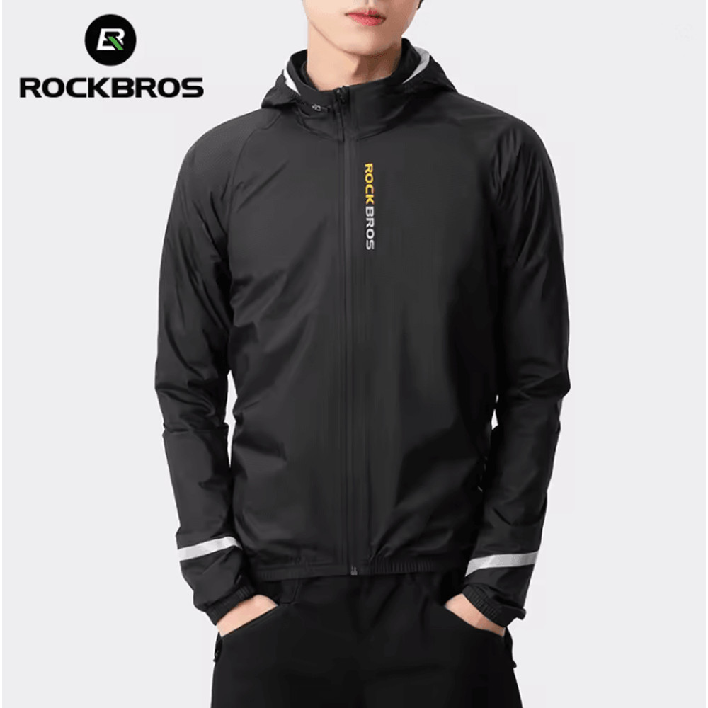ROCKBROS Lightweight Waterproof Cycling Rain Jacket With Reflective Hood 1