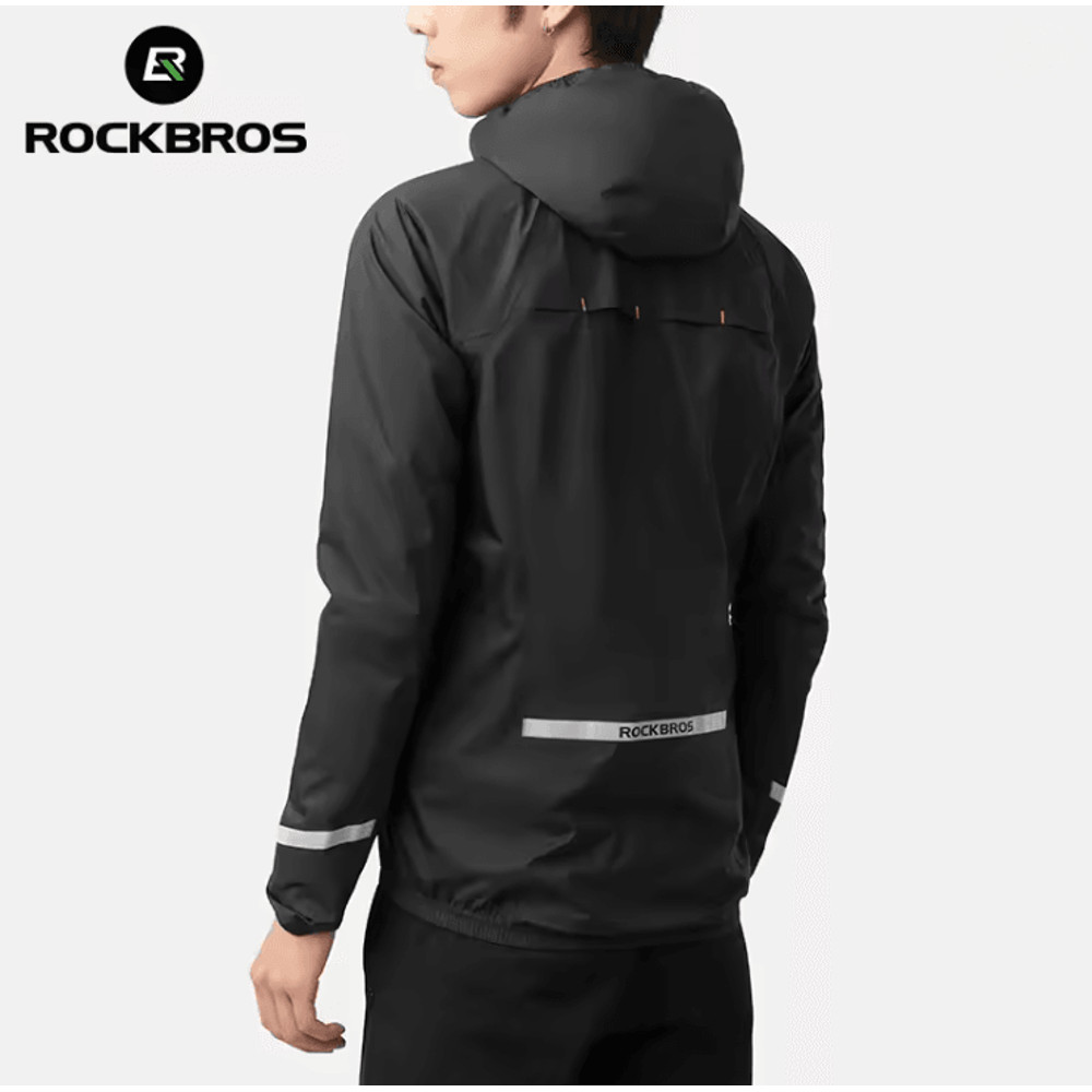 ROCKBROS Lightweight Waterproof Cycling Rain Jacket With Reflective Hood 2