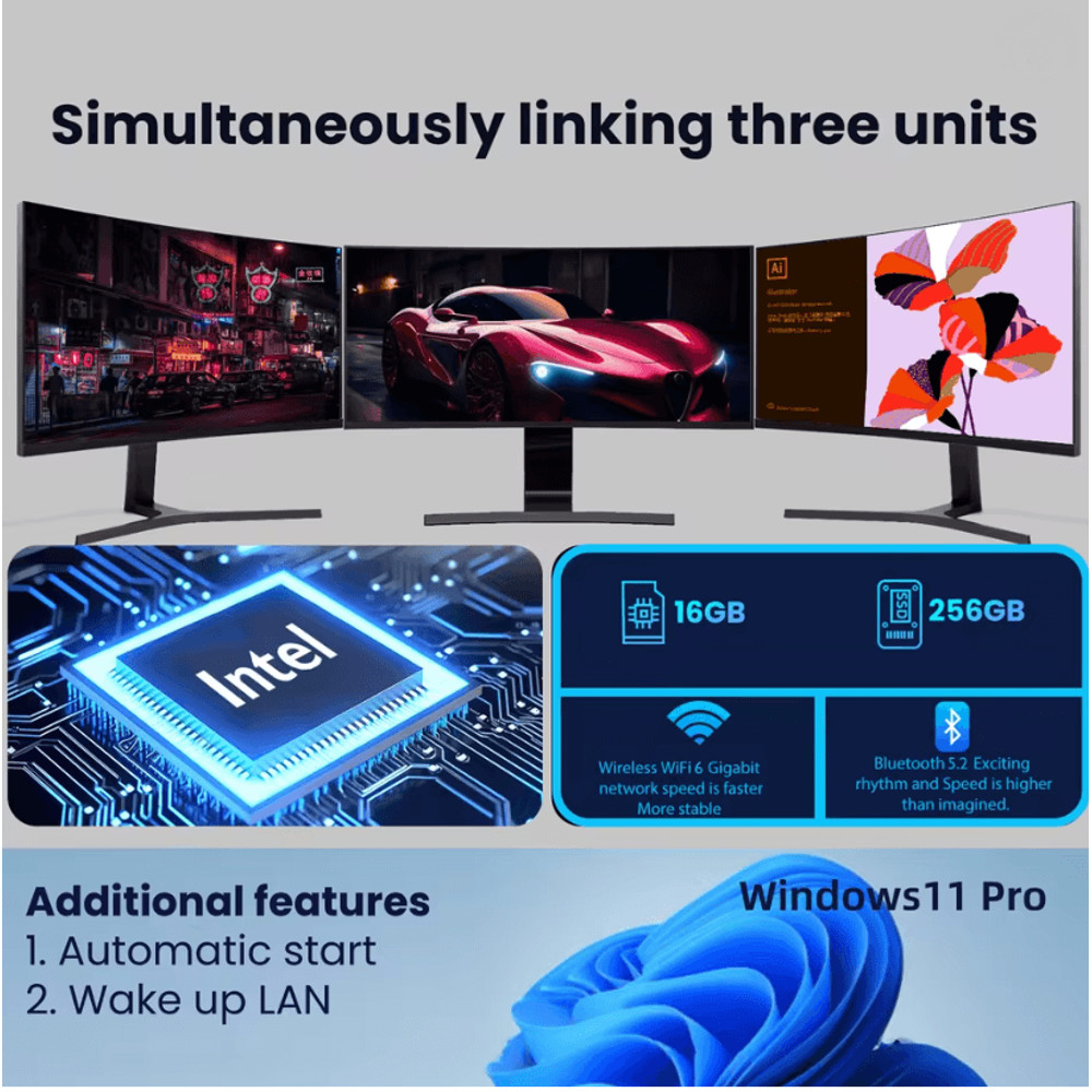 I9 Pocket Mini PC Windows 11 16GB RAM 1TB SSD 4K USB C 1