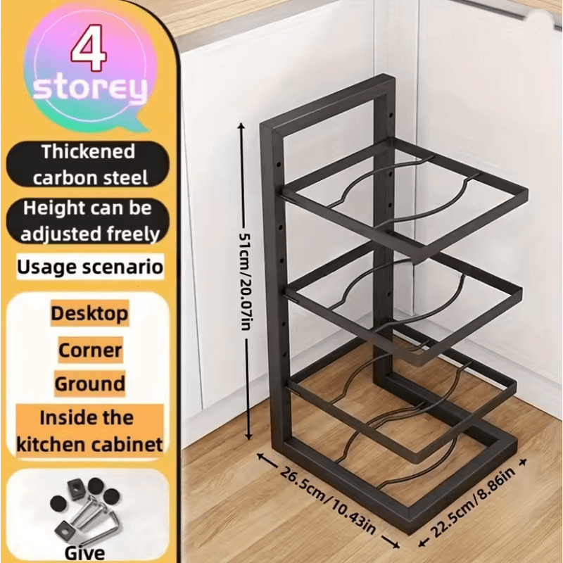 Adjustarack Multi Layer Adjustable Pot Rack Organizer Stainless Steel Kitchen Pot Storage Rack 4
