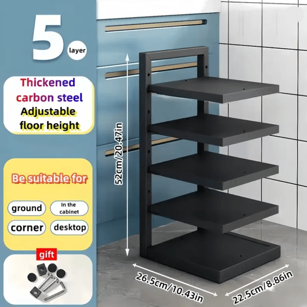 Adjustarack Multi Layer Adjustable Pot Rack Organizer Stainless Steel Kitchen Pot Storage Rack 5