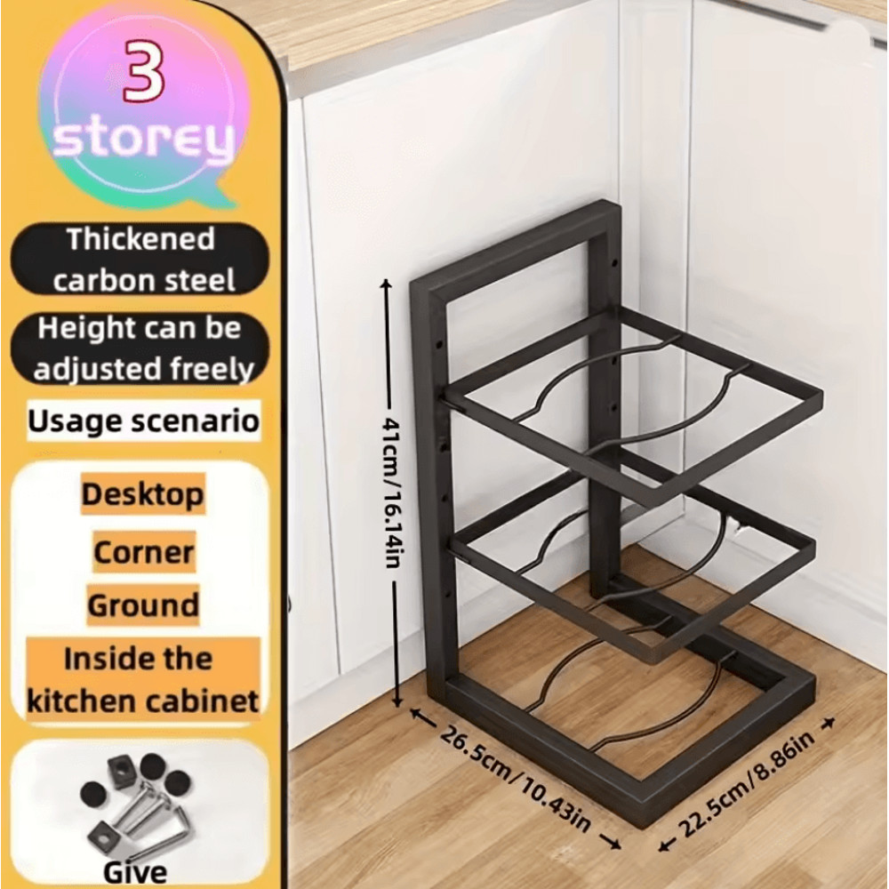 Adjustarack Multi Layer Adjustable Pot Rack Organizer Stainless Steel Kitchen Pot Storage Rack 6