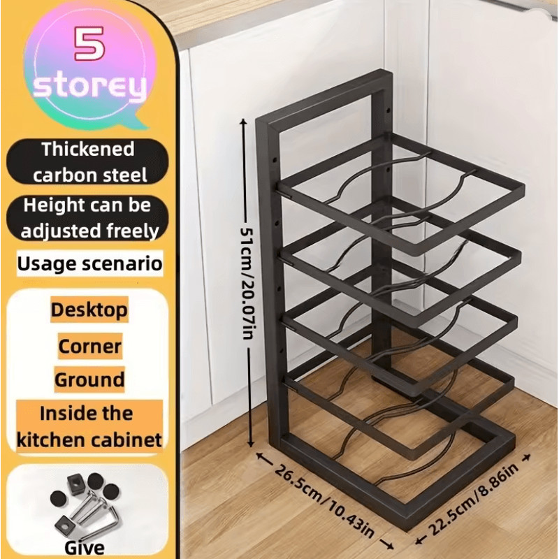 Adjustarack Multi Layer Adjustable Pot Rack Organizer Stainless Steel Kitchen Pot Storage Rack 7