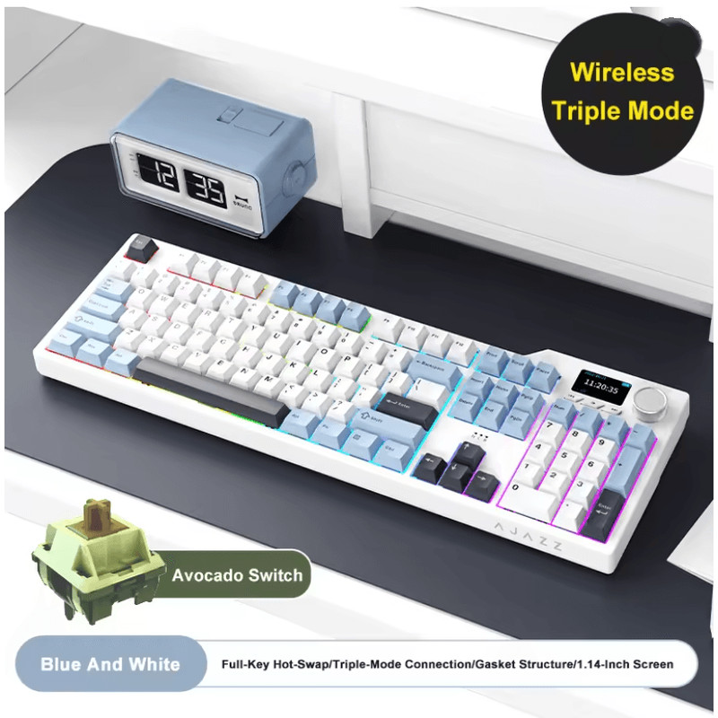 Ajazz AK35I V3 MAX Gasket Mechanical Keyboard TriMode Wired Bluetooth Wireless Gaming Keyboard 5