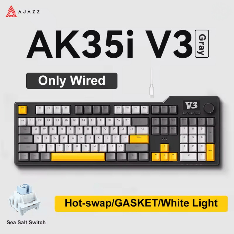 Ajazz AK35I V3 MAX Gasket Mechanical Keyboard TriMode Wired Bluetooth Wireless Gaming Keyboard 8