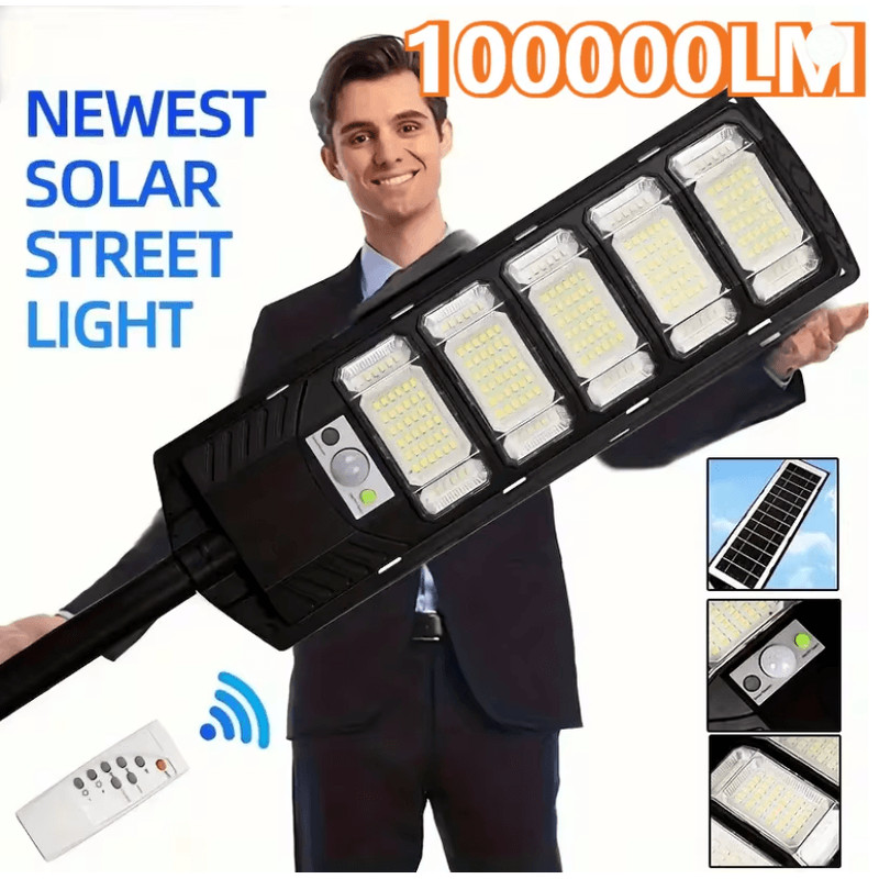 SunVolt 100000 LM Solar Street Light Outdoor Waterproof LED Dusk To Dawn Security Lamp 0