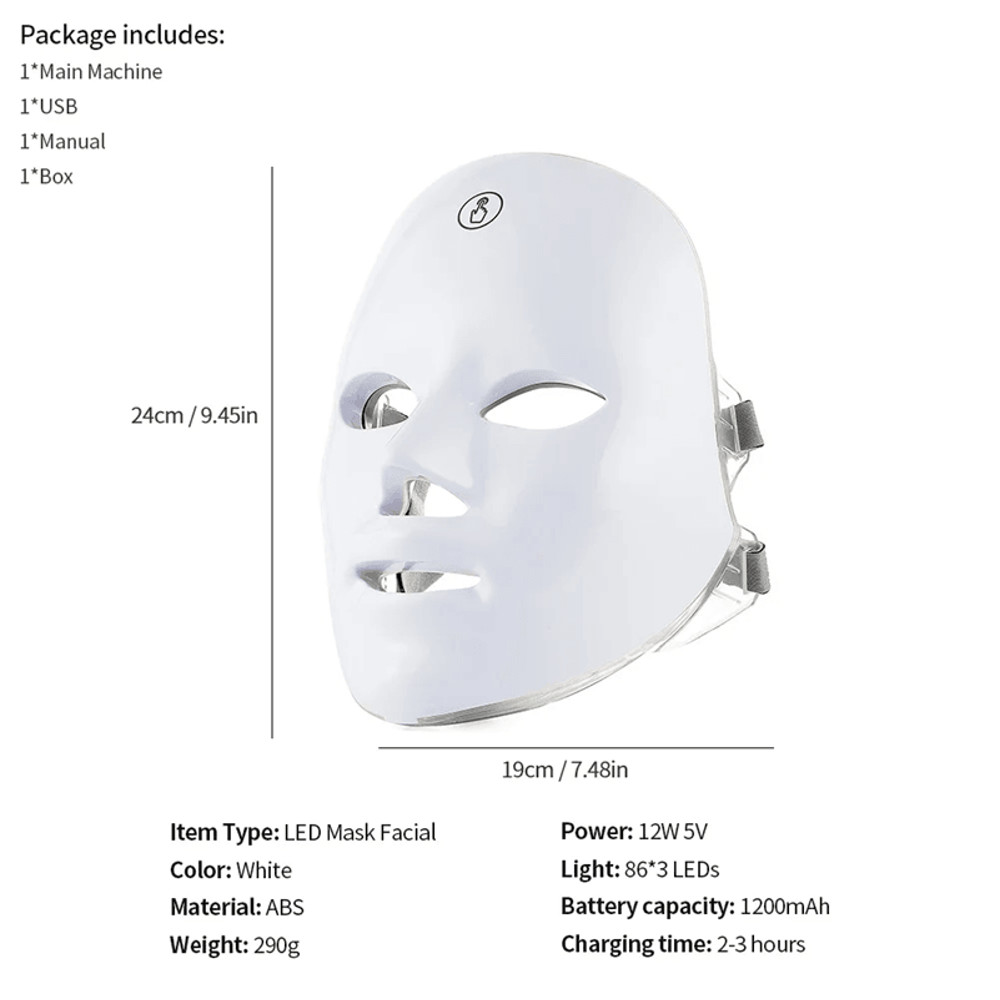 GlowRevive 7 Color LED Facial And Neck Mask Home Light Therapy Device 3