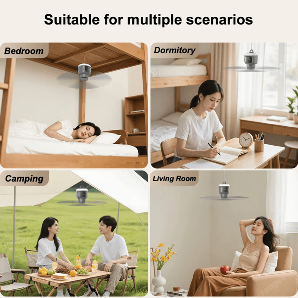 USB Rechargeable Ceiling Camping Fan With LED And Remote 5