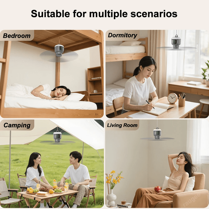 USB Rechargeable Ceiling Camping Fan With LED And Remote 5
