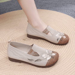 breezewalk womens embroidered breathable mesh flats soft sole anti slip summer shoes