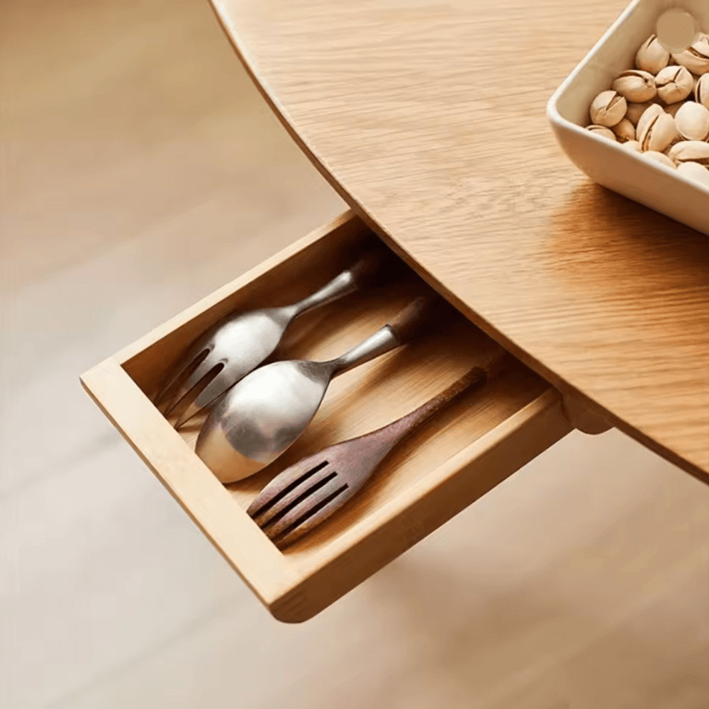 Natural Wooden Under Desk Sliding Storage Drawer 1